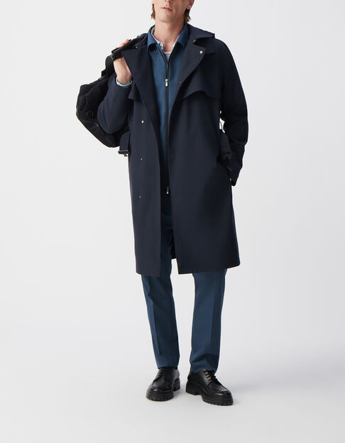 Herren-Trenchcoat, marineblau, Nylon, WATERPROOF - IKKS