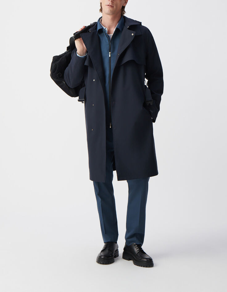 Men&rsquo;s navy nylon WATERPROOF trench coat-1