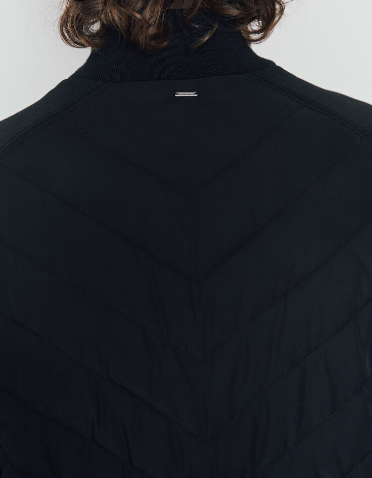 Chaqueta acolchada fina negra 2 tejidos espiga mujer-4 Chaqueta acolchada fina negra 2 tejidos espiga mujer-4