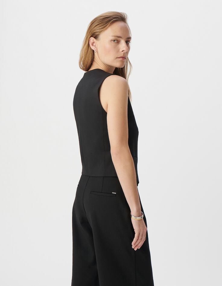 Gilet sans manches noir maille Milano Femme-3
