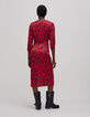 Robe midi rouge imprimé floral rock Femme-3