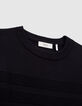 Marineblauwe gebreide sweater met Ottomaanse strepen Heren-4