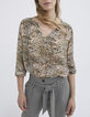 Mandelgrüne Damenbluse mit Animalprint-1