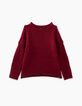 Pull rouge foncé en tricot pour fille-3