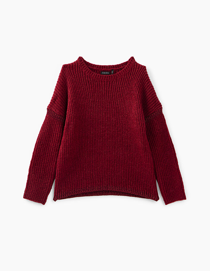 Donkerrode gebreide trui voor meisjes - IKKS