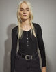 Women’s black ribbed knit long-sleeve T-shirt-2