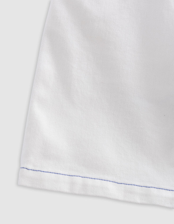 Short en jean blanc surpiqûres bleues fille-7