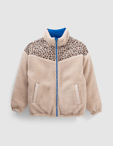 Plumas reversible azul y Sherpa crudo niña - IKKS