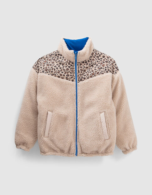 Girls’ blue/ecru Sherpa reversible padded jacket - IKKS