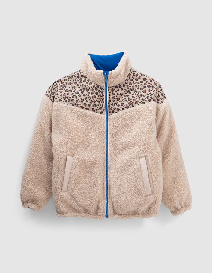 Girls’ blue/ecru Sherpa reversible padded jacket-2