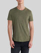 Army Green Herren-T-Shirt mit Palmenjacquard-1