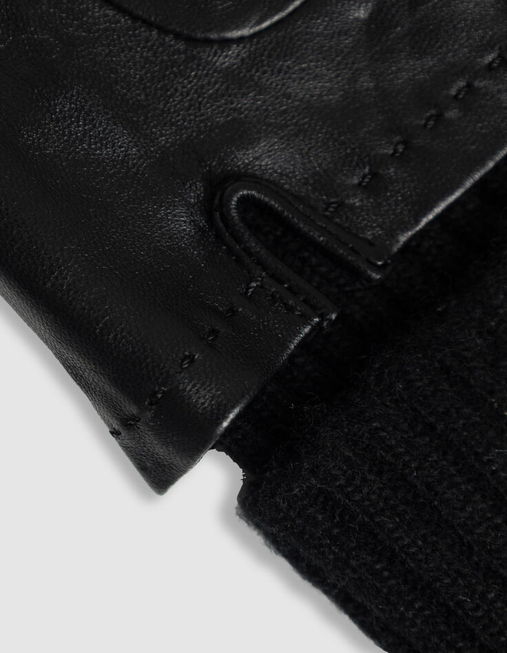 Gants longs noirs revers rayé Femme-3