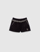 Shorts reversibles negro y estampado tachista bebé niña-2