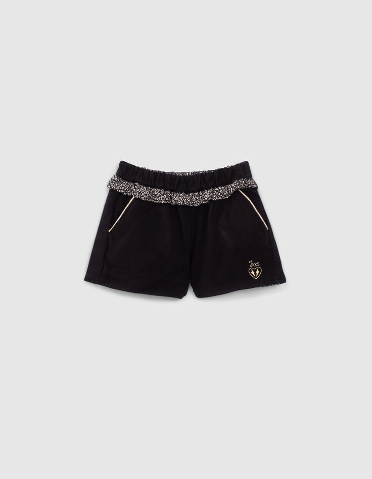 Shorts reversibles negro y estampado tachista bebé niña-2