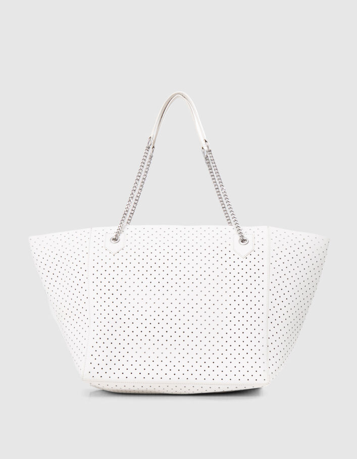 Women’s white perforated leather oversize tote bag - IKKS