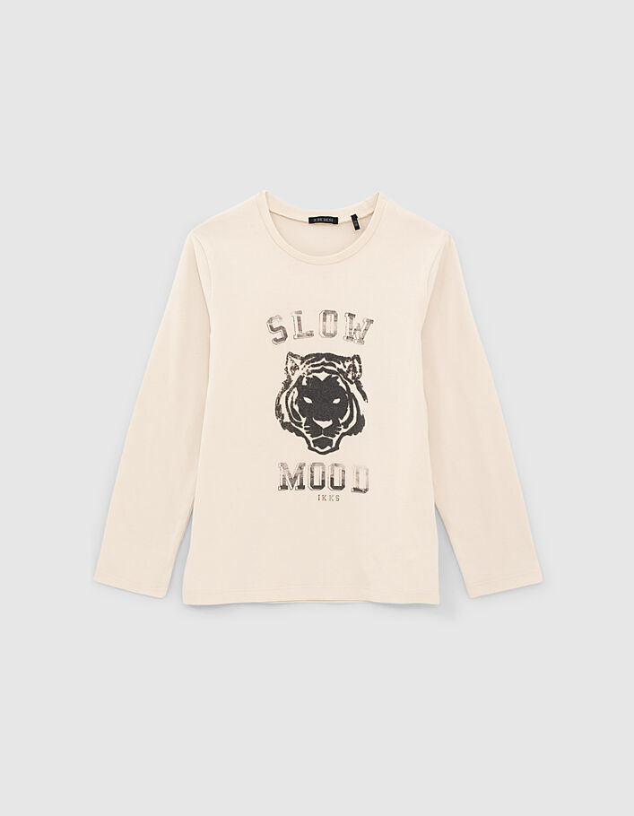 Boys’ chalk flocked velvet tiger T-shirt - IKKS