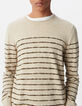 Beiger Herren-Matrosenpulli Feinstrick khaki Streifen-1
