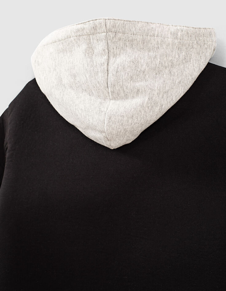 Zwarte jas neopreen met sweatstof kap meisjes-5