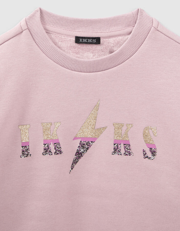 Girls’ violet paisley print slogan sweatshirt-2