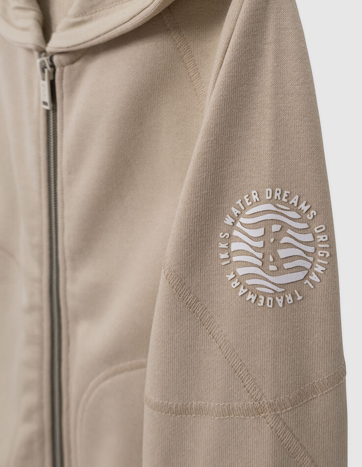 Cardigan beige à capuche zip bicolore garçon-6