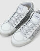 Witte leren sneakers met zilverkleurige glitters Dames-3