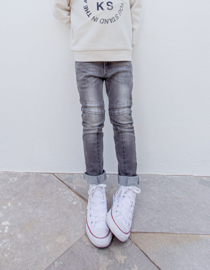 Boys’ grey skinny jeans with knee seams - IKKS