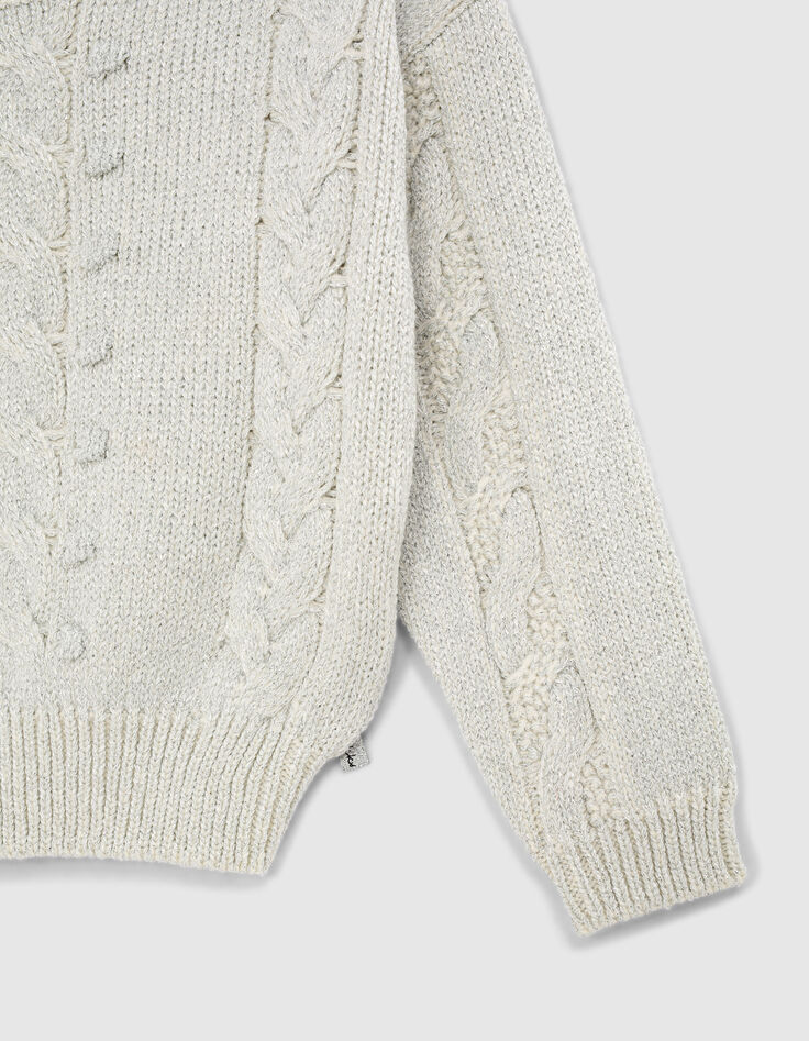 Silberfarbener M&auml;dchentwiststrickpullover-4