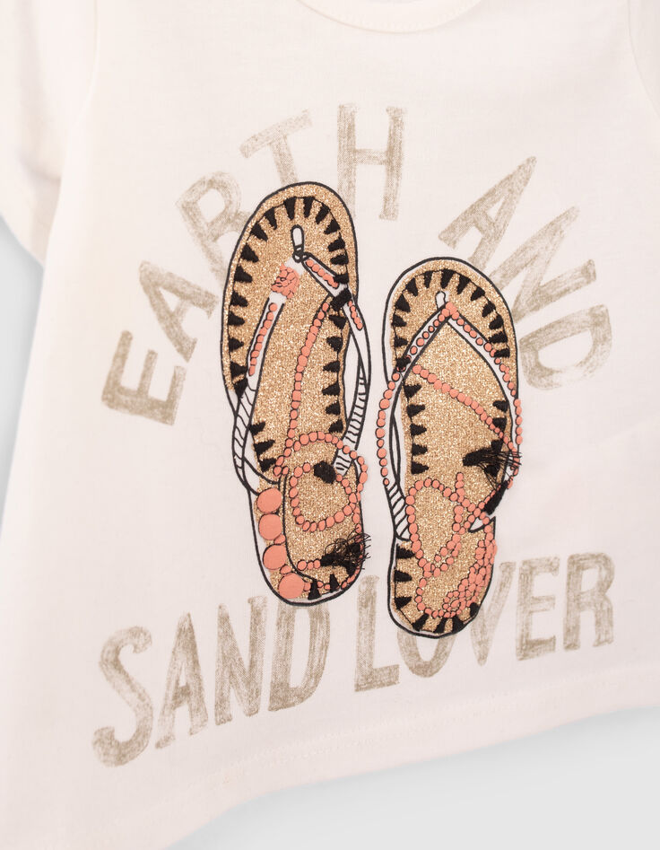 Baby girls' off-white flipflop image T-shirt-3