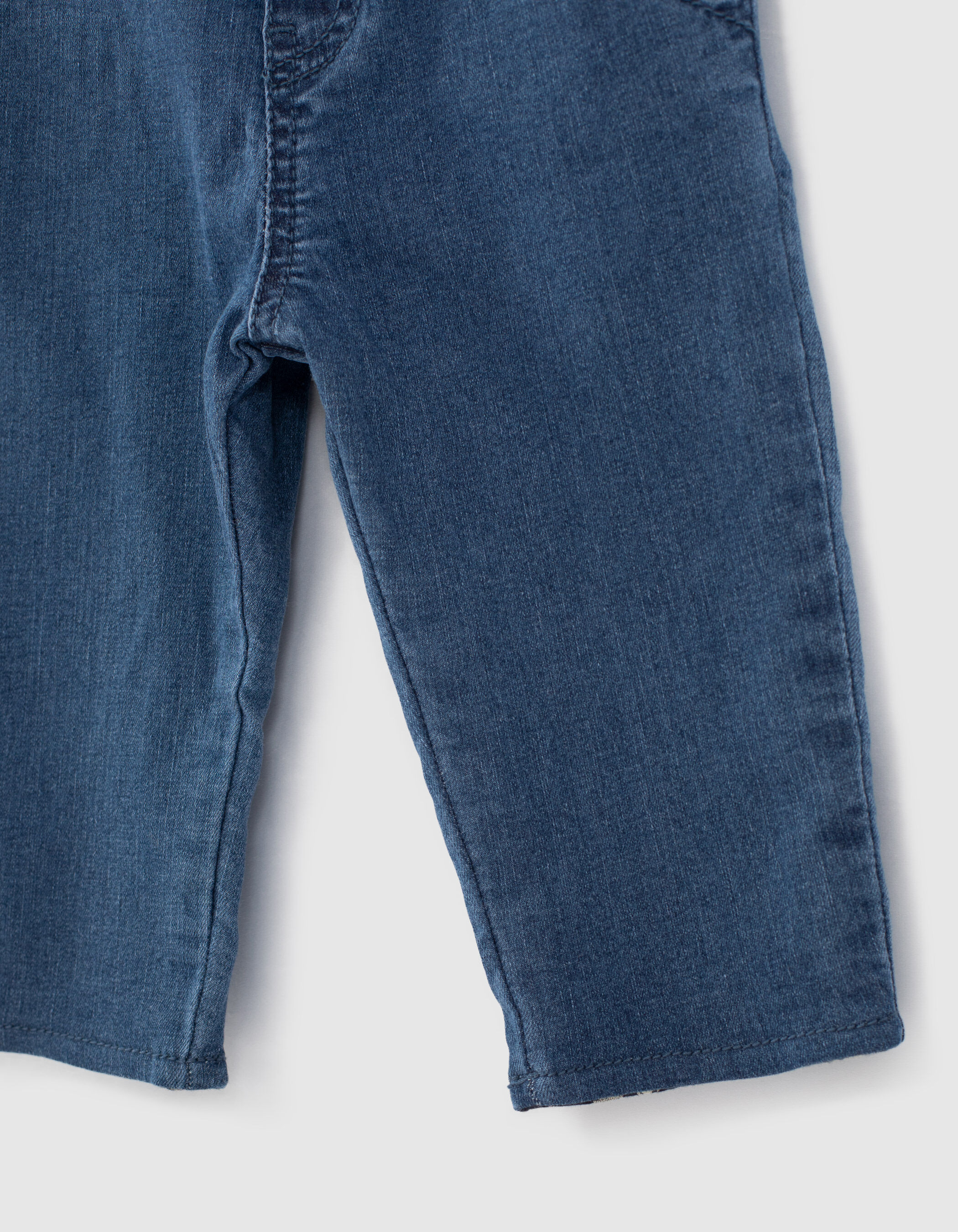 Baby girls medium blue lined jeans with bow waistband