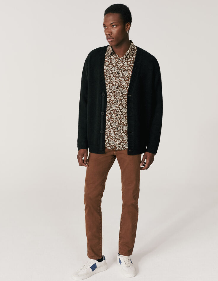Chemise SLIM tabac imprimé fleurs Homme-7