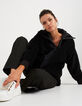 I.Code black Sherpa jacket with zip collar-1