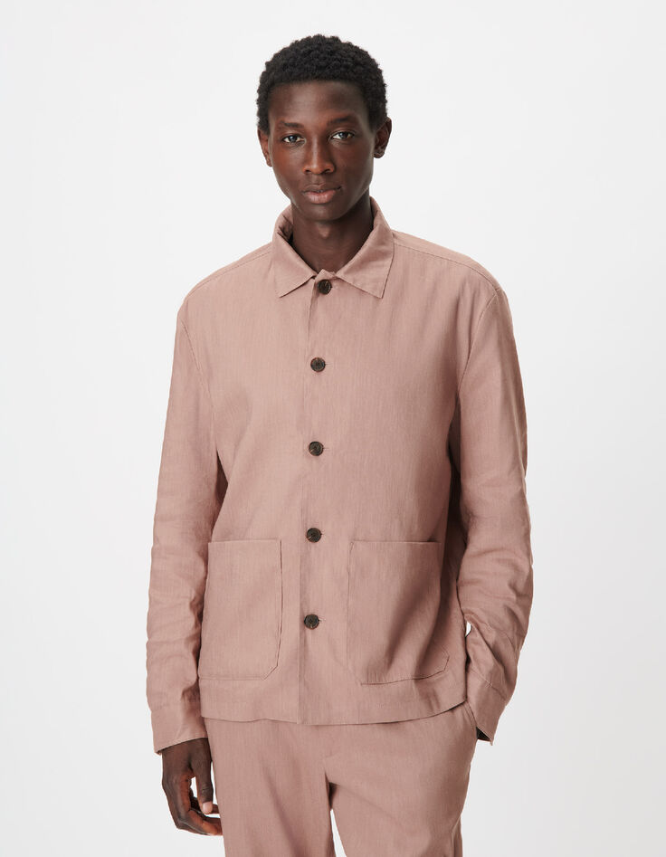 Veste de costume rose lin m&eacute;lang&eacute; Homme-4