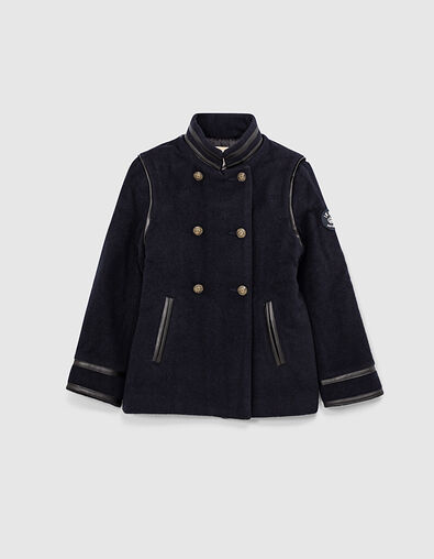 Girls’ dark navy wool cloth officer-style peacoat - IKKS
