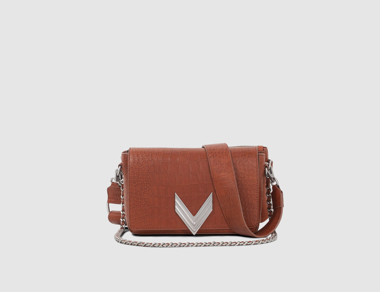 Women's orange croc-embossed leather WEST VILLAGE 111 bag-1