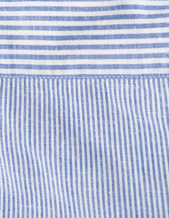 Camisa azul rayas blancas y bordados niño - IKKS