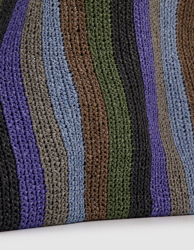 Sac cabas tress&eacute; motif rayures Femme-4