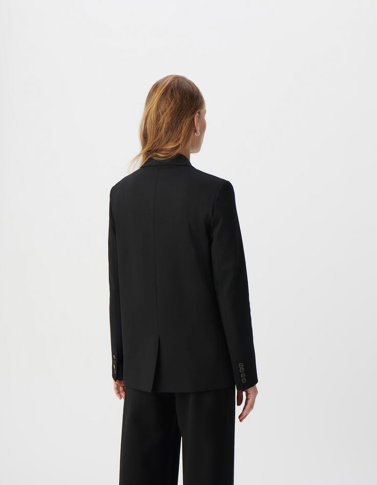 Veste de tailleur noire coupe large maille Milano Femme-4