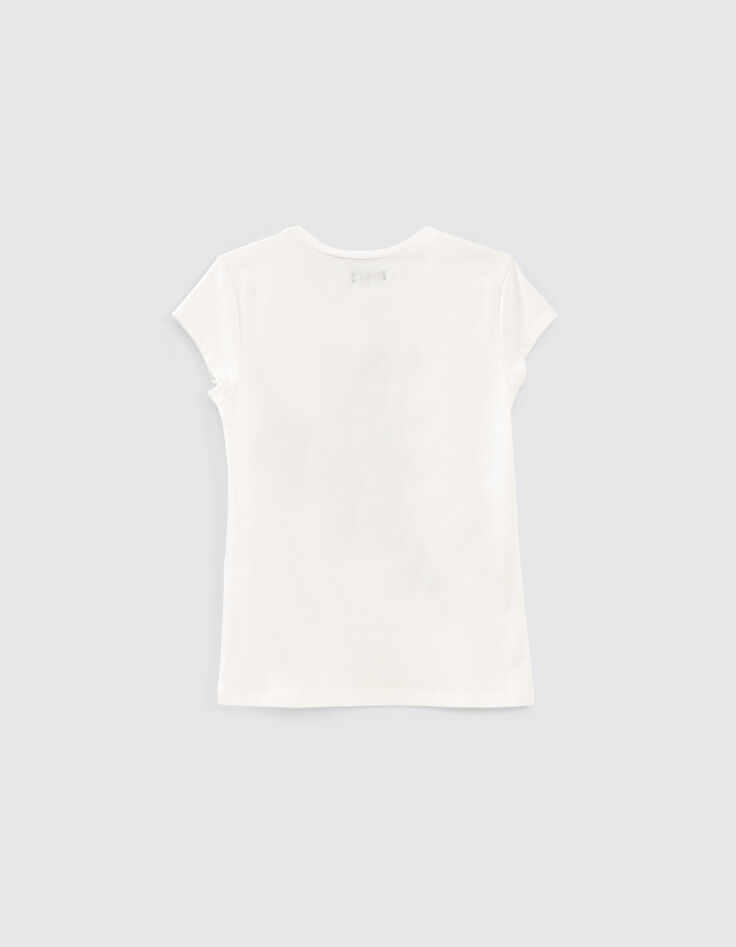 T-shirt blanc cassé à visuel raton-laveur fille-4