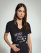 Tee-shirt en viscose Ecovero® noir visuel rock femme-2