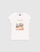 Weißes Mädchen-T-Shirt aus Biobaumwolle mit Fotomotiv-1