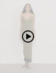 Women’s khaki ribbed knit long tube dress-5