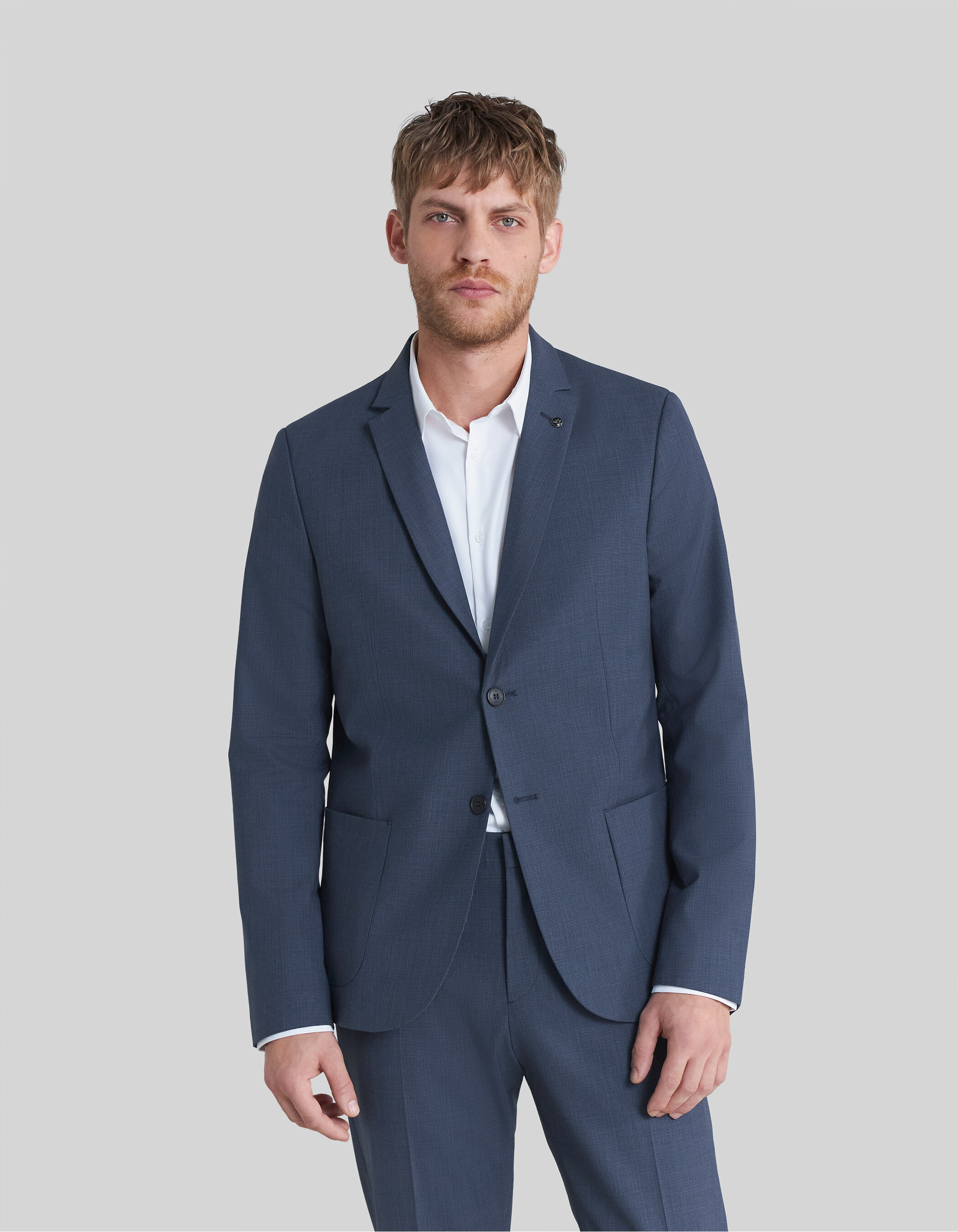 Men s navy mini check TRAVEL SUIT suit jacket