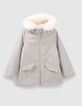 Manteau gris fourr&eacute; esprit caban fille-1
