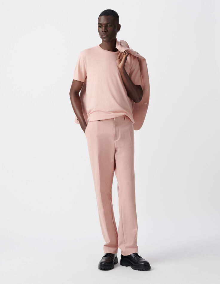Herren-T-Shirt, rosa, Baumwollmodal, Rundhalsausschnitt-5