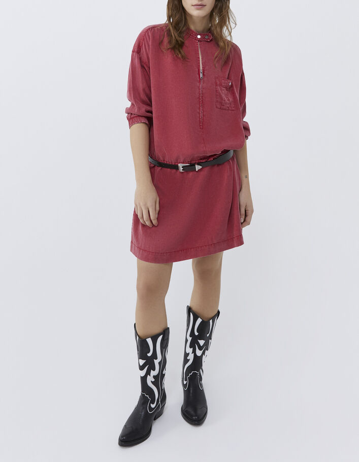 Vestido corto rojo delavado Lenzing™ Lycocell™ mujer - IKKS