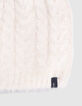 Bonnet écru tricot lurex fourré à torsades bébé fille-4