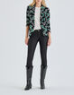 Women’s black suit jacket with green flowers print-6