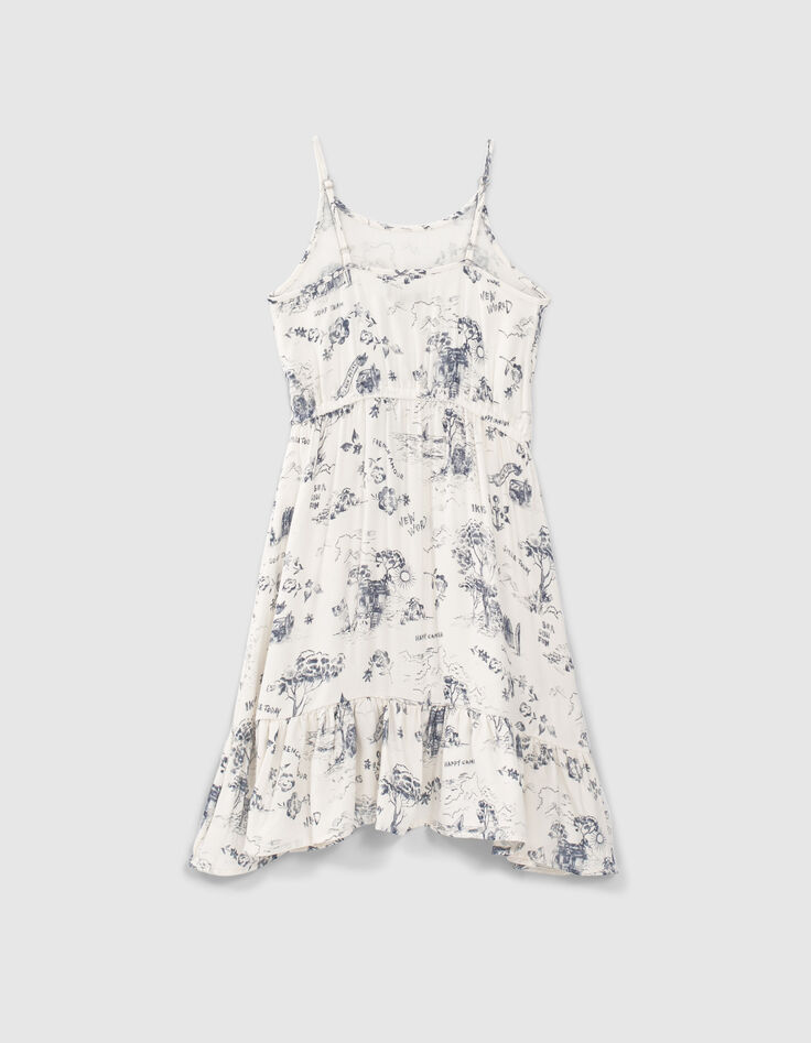 Robe longue blanche Ecovero® à imprimé toile de Jouy fille-4