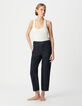 Rauwe blauwe rechte jeans voor dames-1