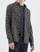 Men’s black flowery print SLIM shirt-3